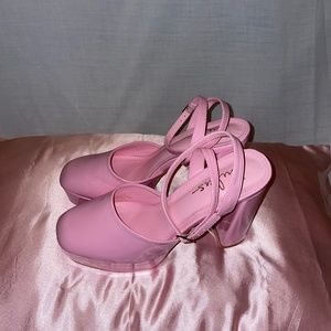 Lulus Pink Platform Chunky Heels